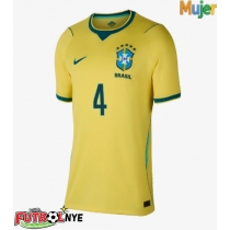 Camiseta Brasil Marquinhos #4 Primera Equipación para mujer Mundial 2026 manga corta